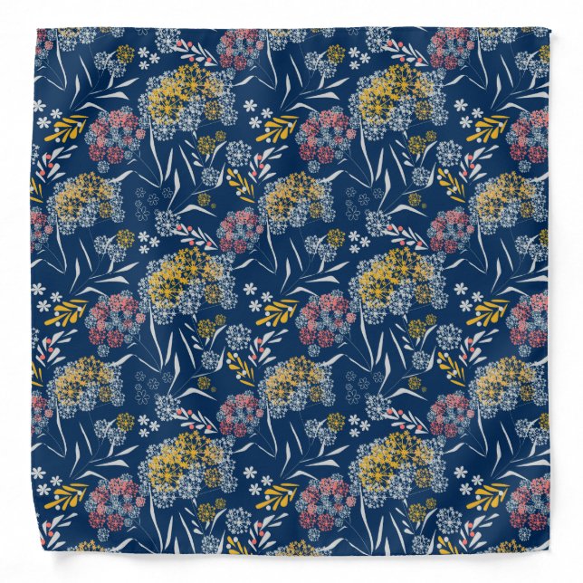Seamless cute small flowers floral pattern navy vi bandana (Front)