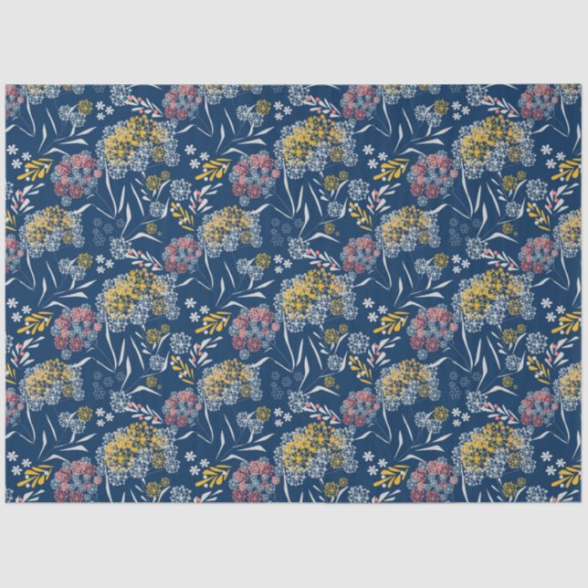 Seamless cute small flowers floral pattern navy vi tissue paper (Front)