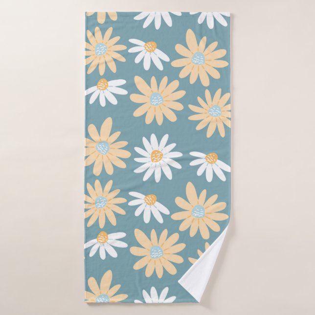 Seamless daisies pattern in small naive wild flowe bath towel (Bath Towel)