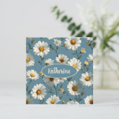 Seamless Daisy Flower Pattern on Blue (Standing Front)
