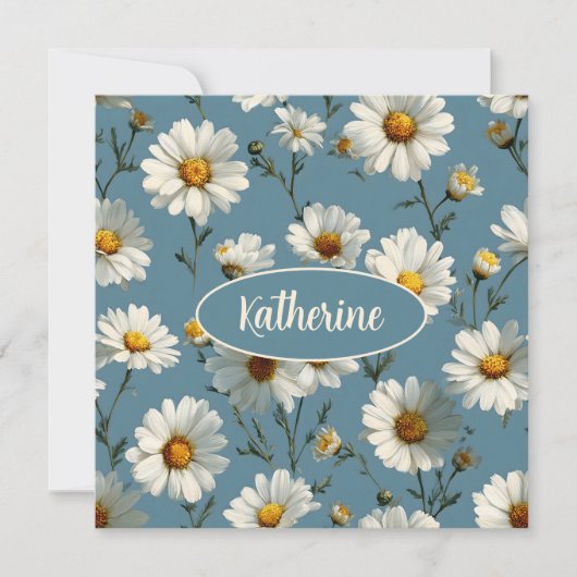 Seamless Daisy Flower Pattern on Blue (Front)