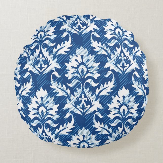 Seamless damask pattern round pillow (Front)