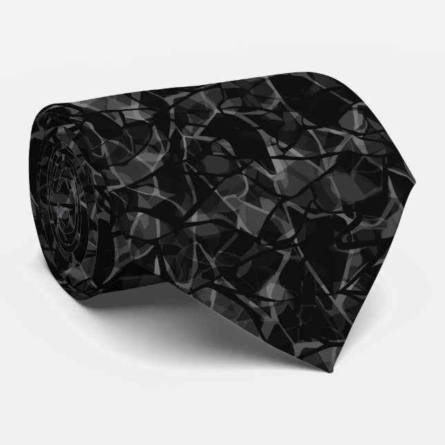 Seamless dark  abstract modern shapes pat neck  neck tie (Rolled)