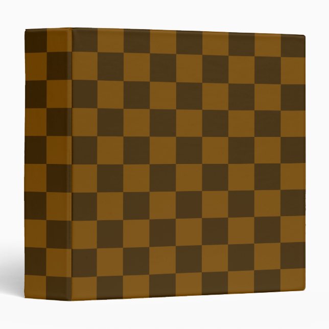 Seamless Dark and Light Brown Checkered 3 Ring Binder (Front/Spine)