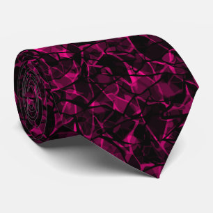 Seamless dark black red abstract modern shapes pat neck tie