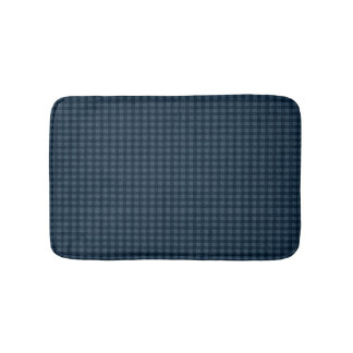 Seamless Dark Blue & Gray Gingham Rustic Pattern Bath Mat