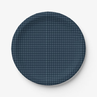 Seamless Dark Blue & Gray Gingham Rustic Pattern Paper Plates