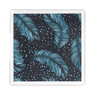 Seamless dark feather texture, abstract vintage. acrylic tray