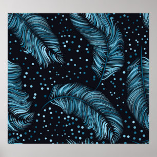 Seamless dark feather texture, abstract vintage. poster