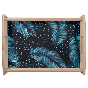 Seamless dark feather texture, abstract vintage. serving tray