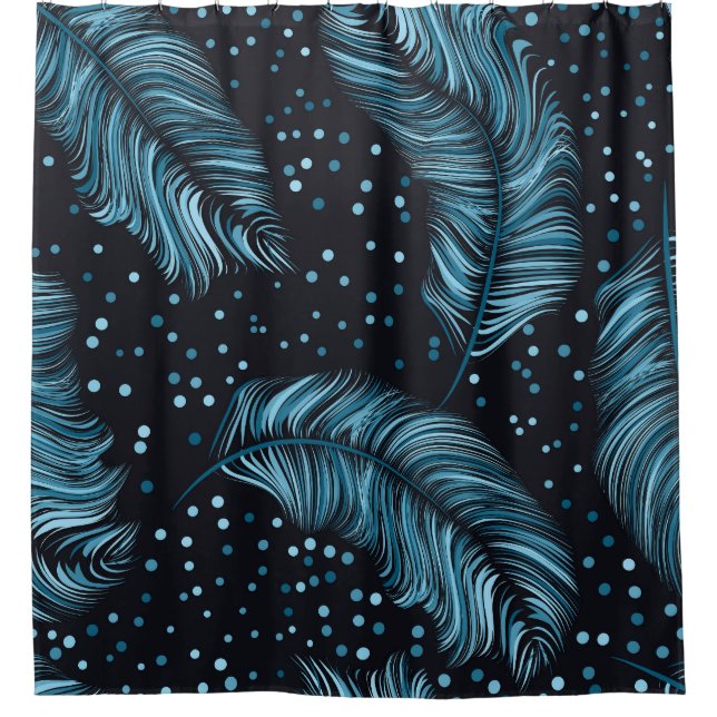 Seamless dark feather texture, abstract vintage. shower curtain (Front)