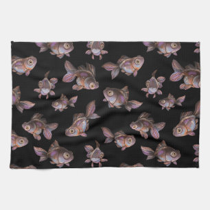 Seamless dark pattern with fish kitchen towel