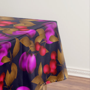 Seamless dark plum fruits purple berries cherry pa tablecloth