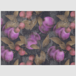 Seamless dark plum fruits purple berries cherry pa tissue paper