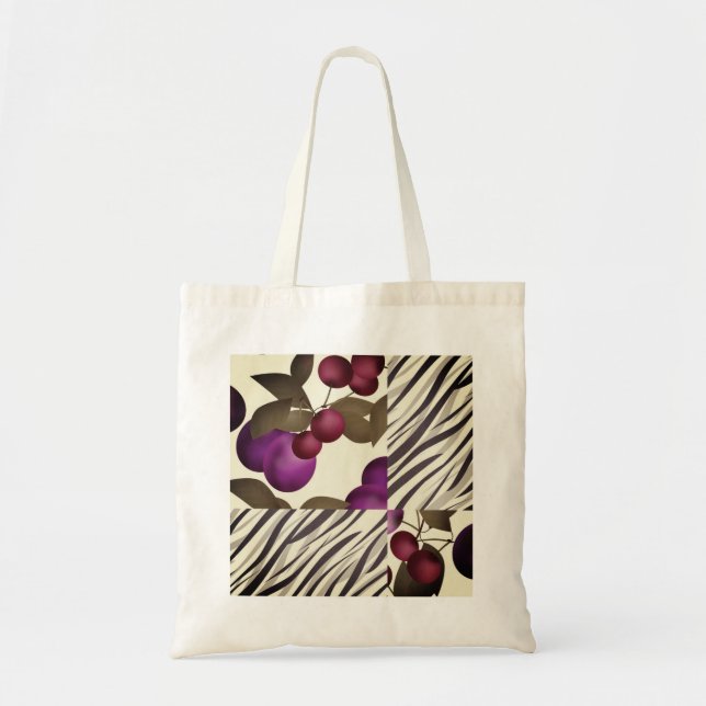 Seamless dark plum fruits purple berries cherry pa tote bag (Front)