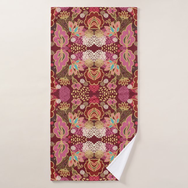 Seamless decorative chaotic floral pattern bath towel (Bath Towel)