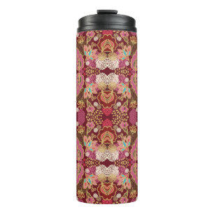 Seamless decorative chaotic floral pattern thermal tumbler