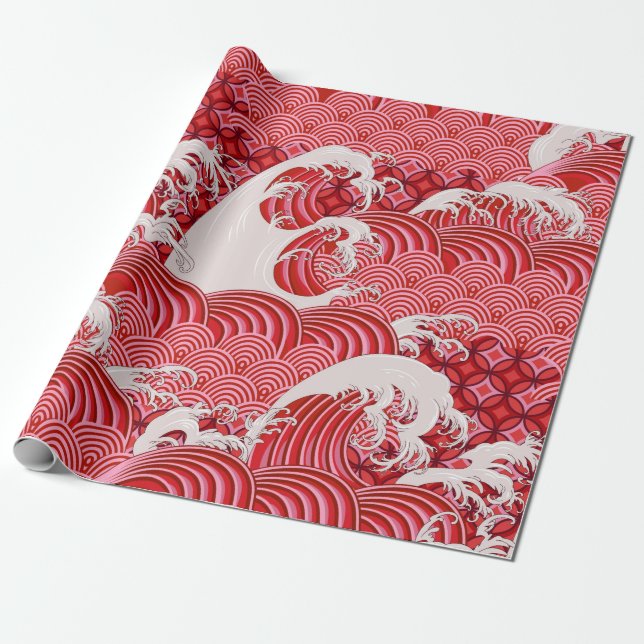 Seamless decorative pattern with waves in Chinese  Wrapping Paper (Unrolled)