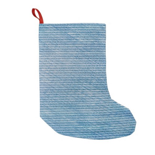 Seamless denim texture in jeans blue small christmas stocking