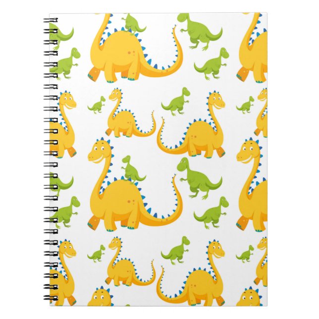 seamless dinosaurs illustration pattern colorful notebook (Front)