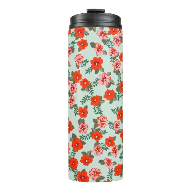 Seamless ditsy pattern in small cute wild flowers. thermal tumbler (Front)