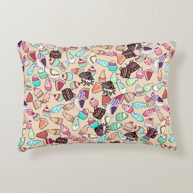 Seamless doodle cake pattern pattern. Hand drawn b Accent Pillow (Front)