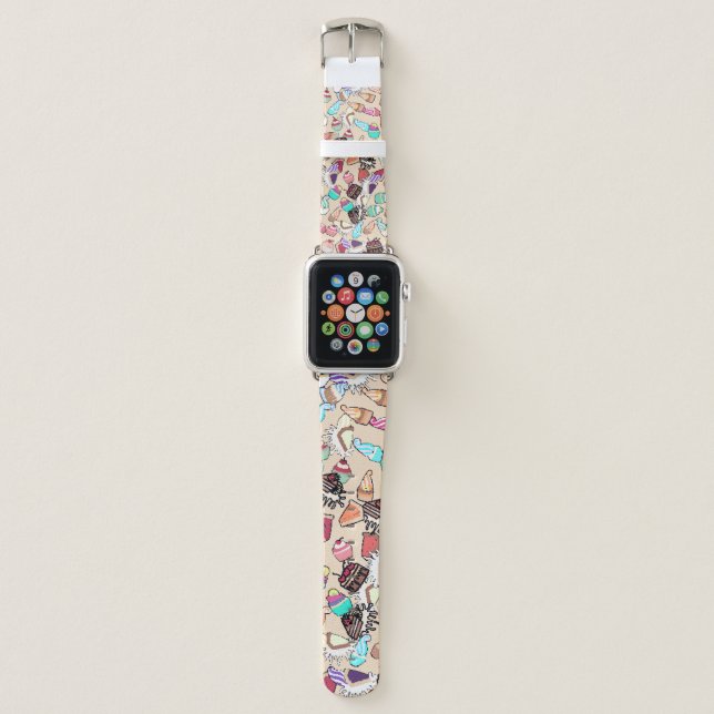 Seamless doodle cake pattern pattern. Hand drawn b Apple Watch Band (Front)