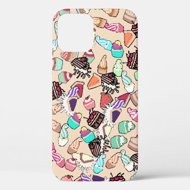 Seamless doodle cake pattern pattern. Hand drawn b Case-Mate iPhone Case (Back)