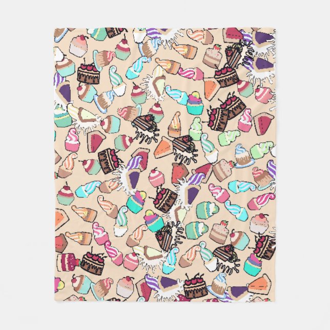 Seamless doodle cake pattern pattern. Hand drawn b Fleece Blanket (Front)
