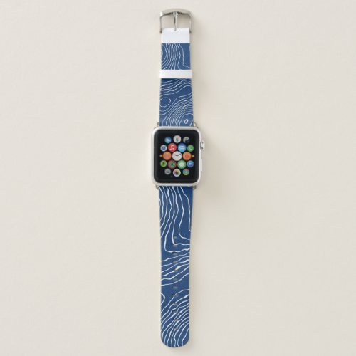 Seamless earth line topographic map organic patter apple watch band