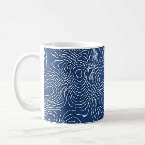 Seamless earth line topographic map organic patter coffee mug