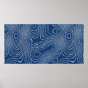 Seamless earth line topographic map organic patter poster