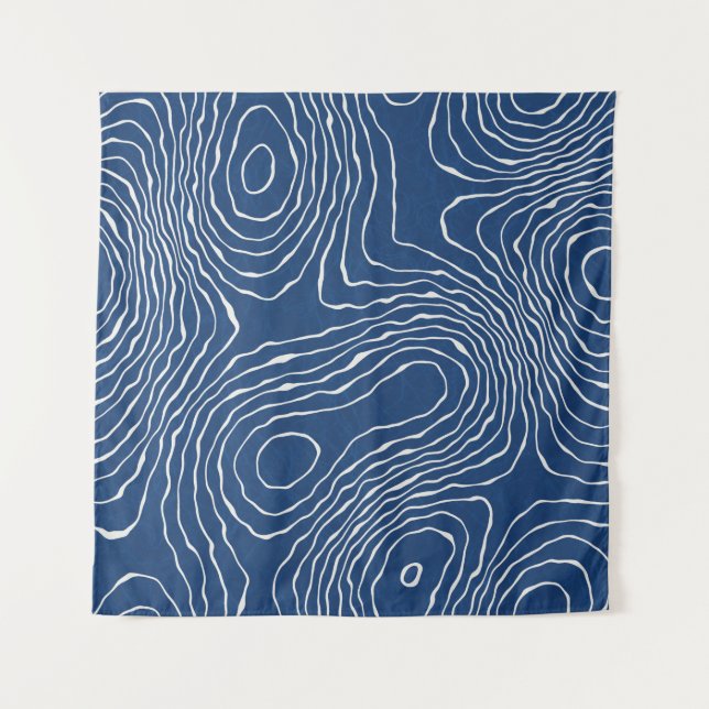 Seamless earth line topographic map organic patter tapestry (Front)