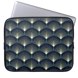 Seamless elegant geometric pattern. Blue Art Deco. Laptop Sleeve