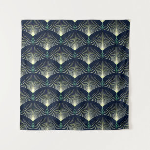 Seamless elegant geometric pattern. Blue Art Deco. Tapestry