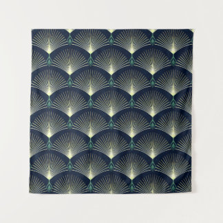 Seamless elegant geometric pattern. Blue Art Deco. Tapestry