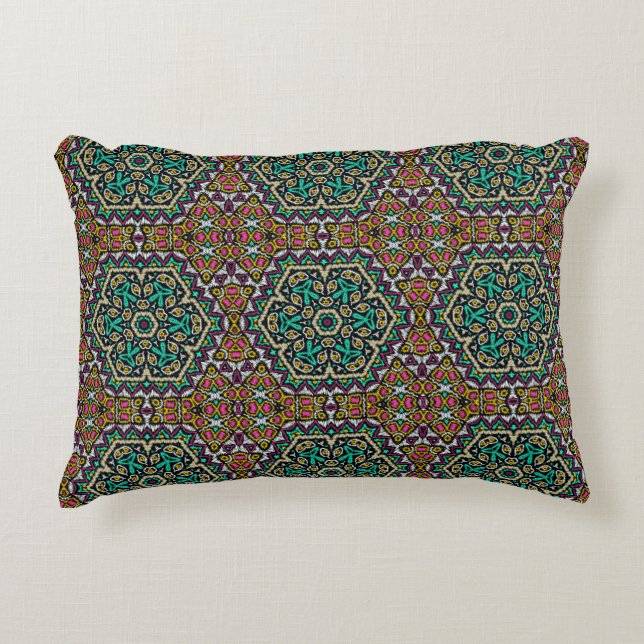 Seamless embroidery tribal ethno boho ornamental t accent pillow (Front)