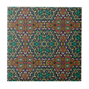 Seamless embroidery tribal ethno boho ornamental t ceramic tile