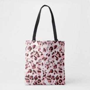 Seamless Endless Hand Drawn Watercolor Leopard Ani Tote Bag