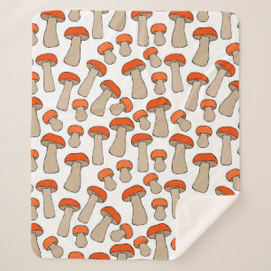 Seamless Endless Red or Orange Aspen Mushrooms Pat Sherpa Blanket