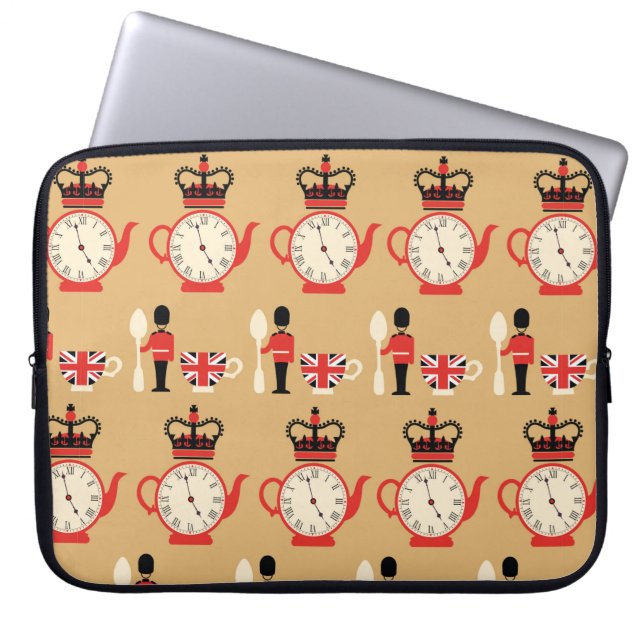 seamless english tea time pattern laptop sleeve (Front)