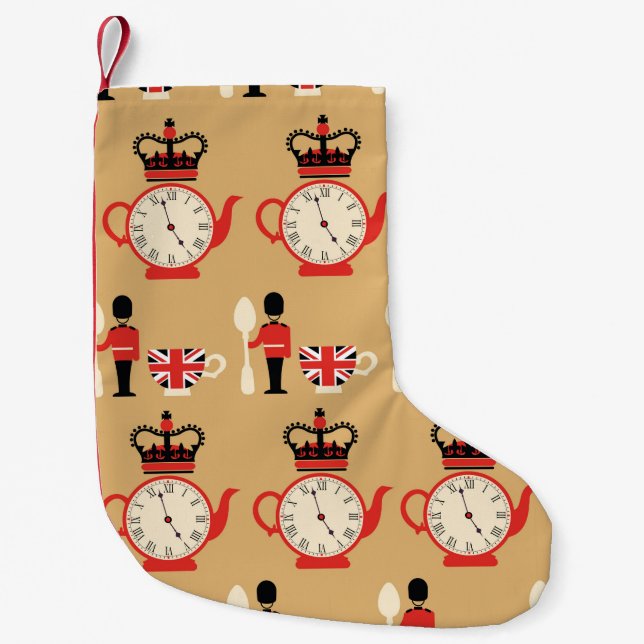 seamless english tea time pattern small christmas stocking (Front)