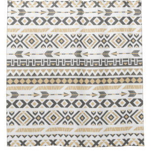 Seamless ethnic beige pattern. illustration shower curtain