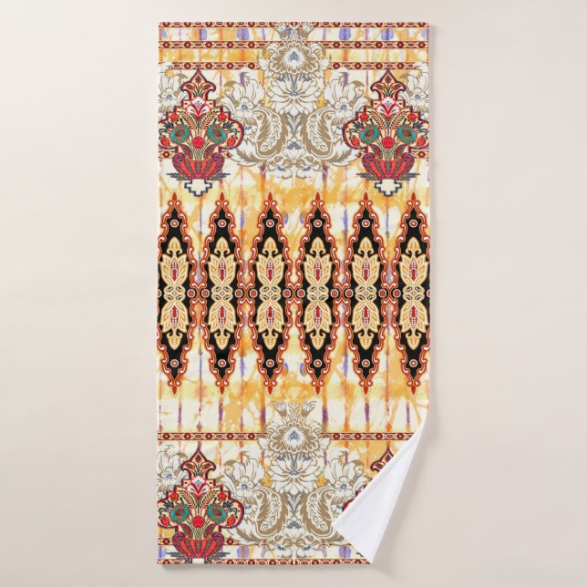Seamless ethnic mughal floral pattern bath towel (Bath Towel)