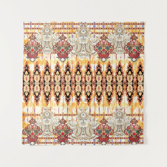 Seamless ethnic mughal floral pattern tapestry (Front)