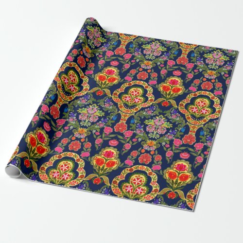 Seamless ethnic mughal floral pattern wrapping paper