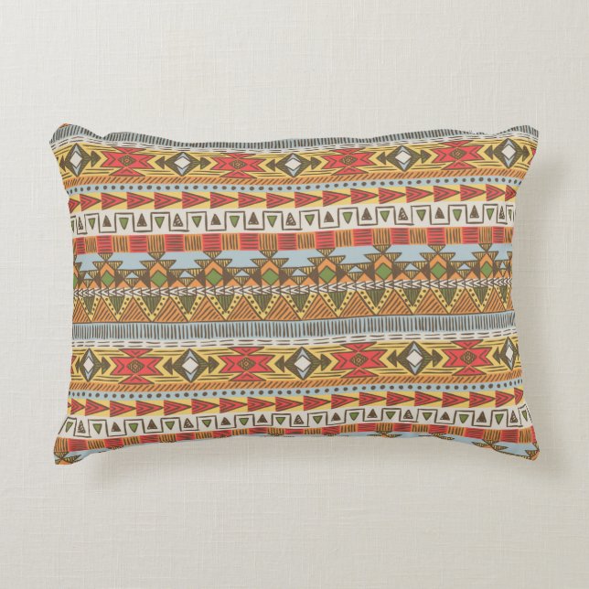 Seamless ethnic pattern in bright colors accent pillow (Front)