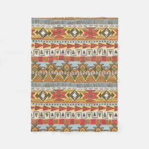 Seamless ethnic pattern in bright colors fleece blanket