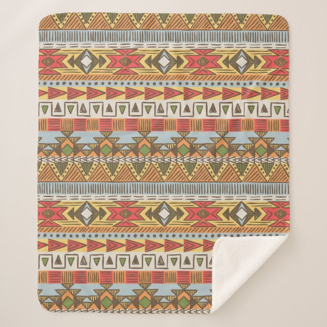 Seamless ethnic pattern in bright colors sherpa blanket (Front)