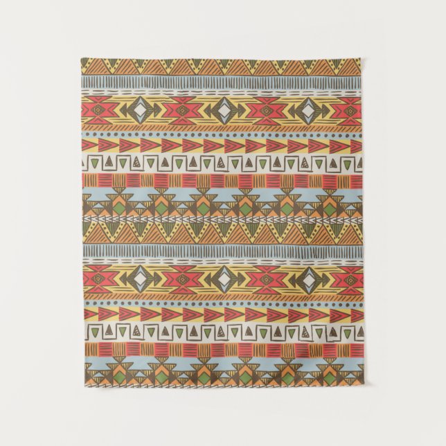 Seamless ethnic pattern in bright colors tapestry (Front)